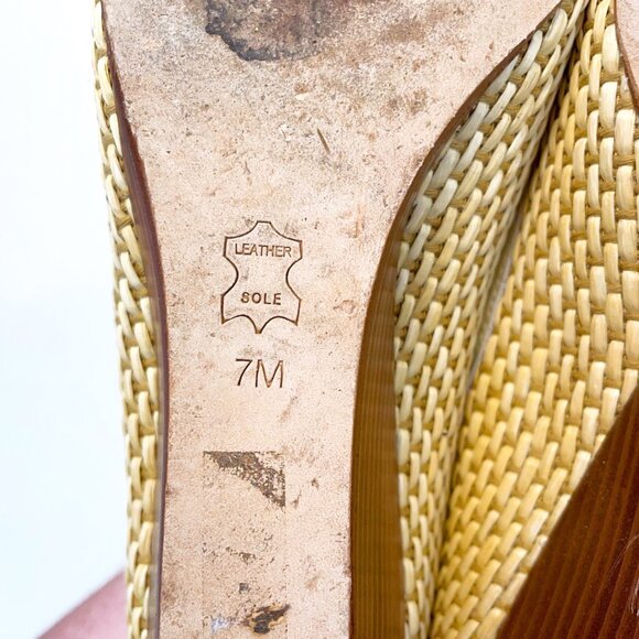 Tory Burch Catherine Cap Toe Raffia Wedge, Size 7 - Picture 9 of 10